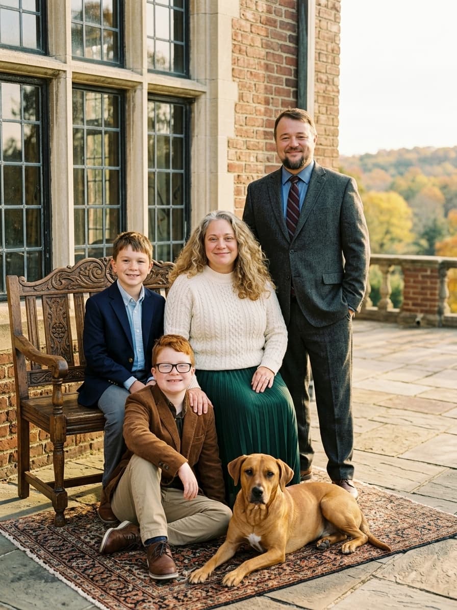 The founder's own family portrait, made the same way every commission on this site is made